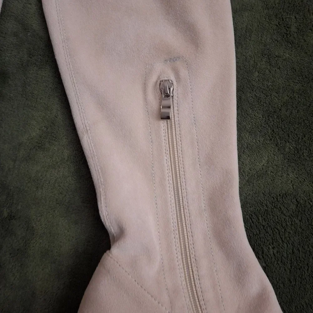 Women's Over-the-Knee Peep-Toe Boots in Light Taupe